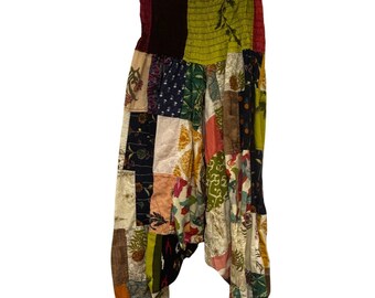 Pantalones harem Tribe Azure 100% algodón, coloridos, estilo hippie, yoga, boho, verano, talla grande/XL