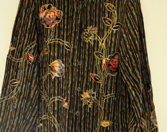 Vintage Coldwater Creek striped chenille button-up jacket Size Large