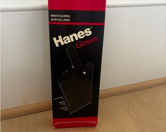 Vintage Hanes Men's Acrylic Lined Gloves NOS Black Sealed NIP