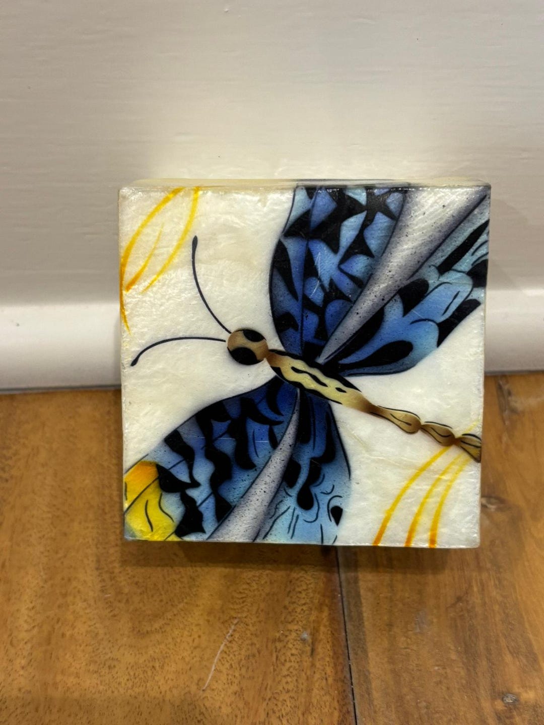 Capiz Shell Airbrushed by Hand Dragonfly Trinket Jewelry Box - Etsy