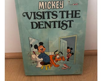 Vintage Disney Mickey Visits the Dentist Hardcover Children's Book