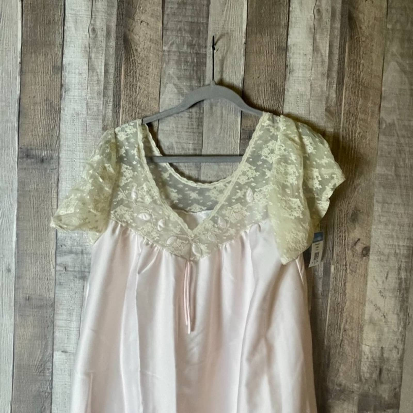 Vintage Corhan Nightgown Long Satin Sweep Pink White Chantilly - Etsy