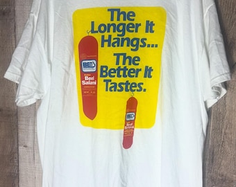Gildan The Longer It Hangs The Better It Tastes Bens Kosher Beef Salami Shirt XL