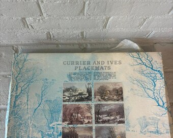 Vintage 1972 Bright of America Currier & Ives Placemats Lot of 9 Box