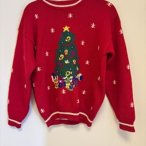 Charta Club 100% Wolle Weihnachtsbaum Geschenke Vintage Pullover