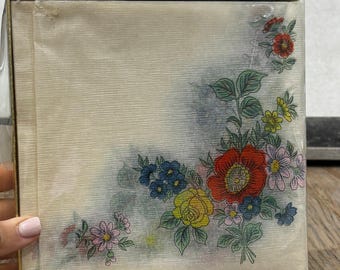 Vintage Floral Paper Luncheon Napkins in Original Gold Box Unused Party Decor