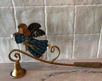 Vintage Brass Angel Candle Snuffer Long Handle Fireplace Tool