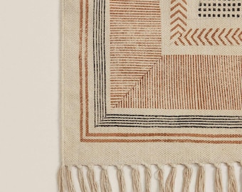 Handwoven Block Print Loom Rug