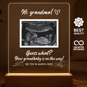 Personalized Ultrasound Plaque, Pregnancy Reveal Gift for 1st time New Granny Grandma Grandmother Grandmom Custom Sonogram Baby Announcement