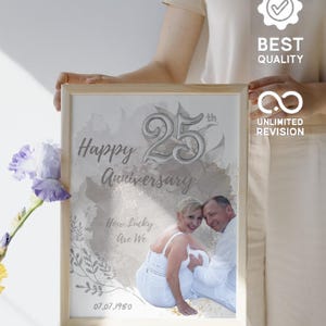 Personalized 25th Anniversary Gift, Silver Wedding Anniversary Gift, 25th Anniversary Plaque, Gift for Husband, Gift for Wife, Couple Gifts
