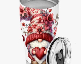 30oz Curve Tumbler with Gnome Design - Insulated Travel Mug, Durable Stainless Steel, Perfect Gift for Garden Lovers & Outdoor Enthusiasts