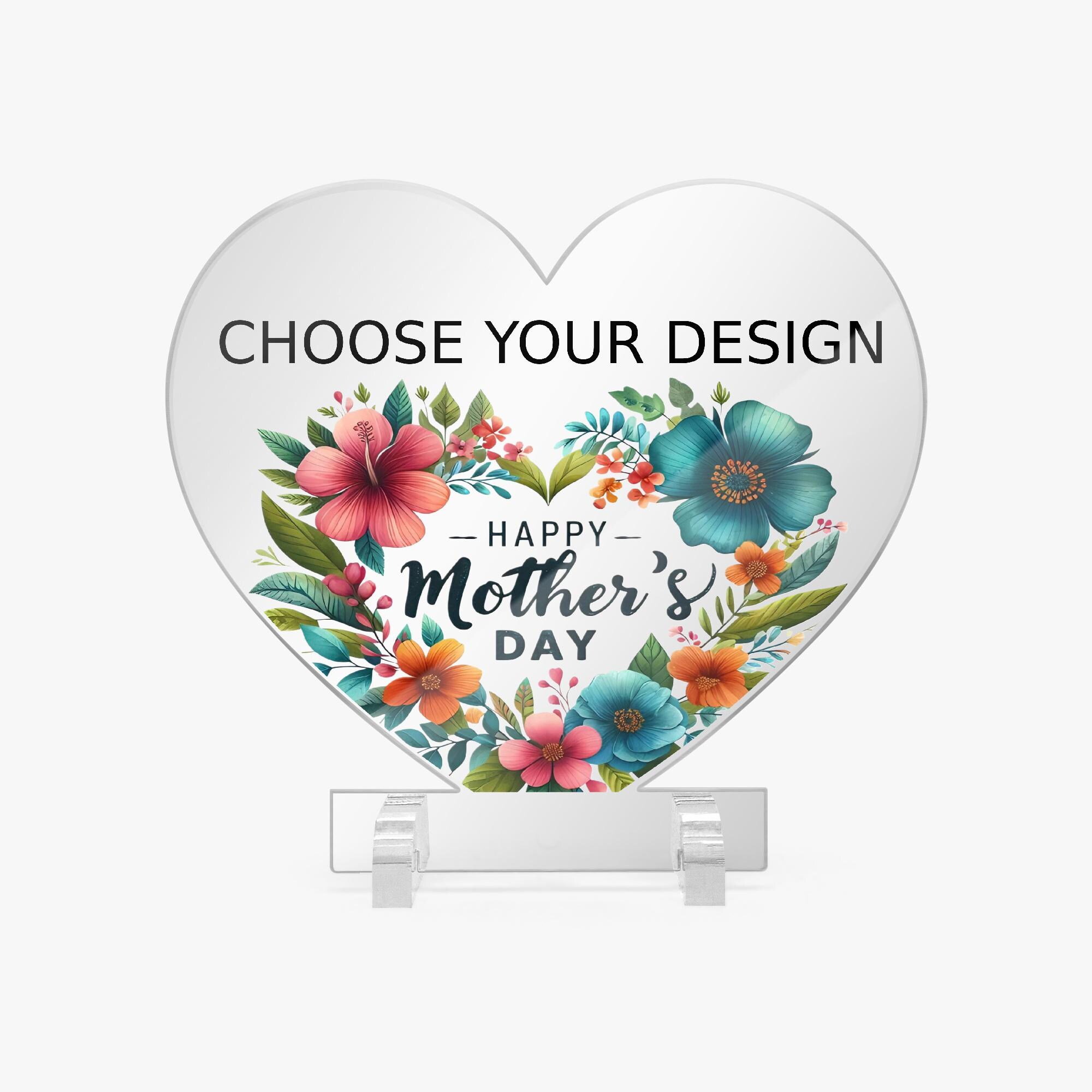 Acrylic Plaque with Stand Heart Design - Mothers Day Gift, Personalized Keepsake, Decorative Display, Mom Appreciation Present
