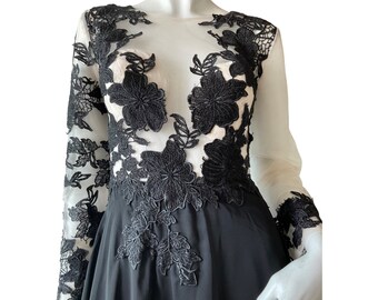 Black Lace Gown - Etsy
