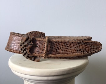 Vintage 80s Marcos & Rudy Snake Skin Embossed Suede Leather Belt