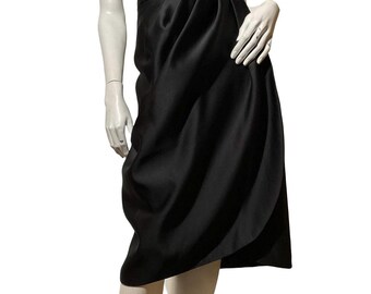 Vintage 80s Harry Acton For Party Collectibles Rock // Schwarzer Satin Wickelrock Couture