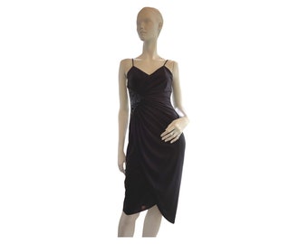 Vintage 80s Black Warren Petites Evening Dress/ Sacks Fifth Ave/ Wiggle Cocktail Dress/ Beaded Work