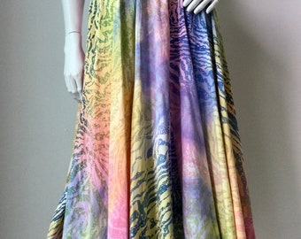 Vintage Henry Lehr & Paul Ropp Multicolor Skirt, 80s Vintage Graphic Print, tai dye Tropical Skirt