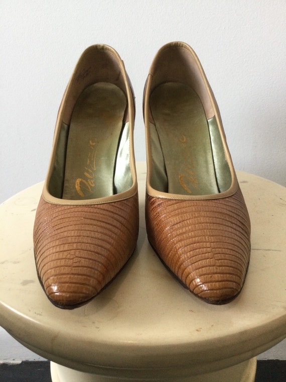 Vintage 60s PALIZZIO Light Brown Lizard Skin Kitt… - image 2