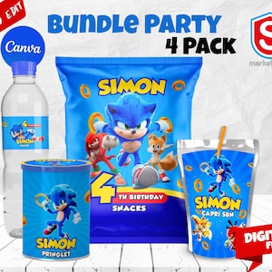 Sonic 3 verjaardag bundel super egel partij jongen 5e verjaardag partij gunst Caprisun Sonic Chip tas Sonic thema partij knokkel partij uitnodigen SS4