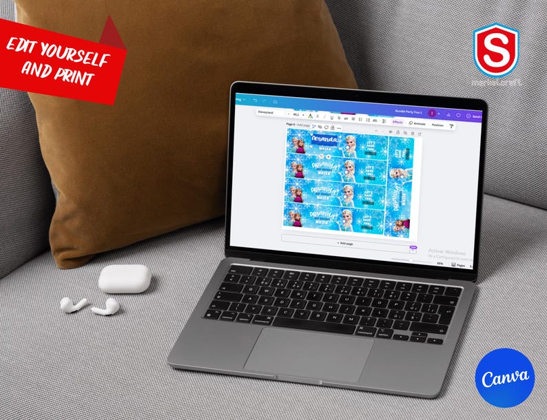 Pacchetto personalizzato per la festa di compleanno di Frozen: sacchetto di patatine, Capri Sun, etichette per bottiglie d'acqua (file digitale) immagine 4