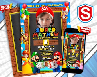 Editable Mario Bros Invitation, Super Mario Birthday Invitation, Printable Birthday Party Invitations, Digital Bday Party Invite Template