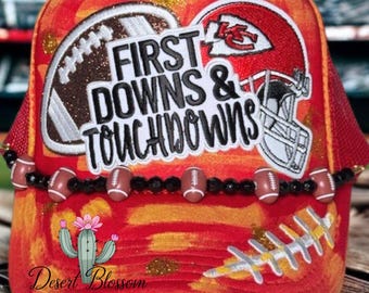 Kansas City Chiefs Trucker Hat: Glitter Embellished, Beaded Hat Chain
