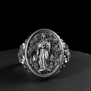 Saint Mariana of Jesus Ring, 925 Sterling Silver Catholic Jewelry, Handmade Religious Gift for Women or Men, Spiritual Ring