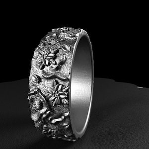 Sterling Silber Blumenring 925, Botanischer Garten Ring, Natur inspiriert Statement Schmuck, handgemachte Blumen Ring Geschenk