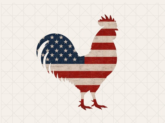 Patriotic Rooster PNG, American Flag Sublimation Design (Instant Download)
