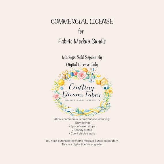 Commercial License Add-On for Fabric Mockup Bundle | Mockups Not Included | Digital Upgrade