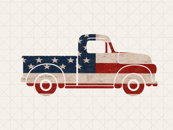 Patriotic Truck PNG, American Flag Sublimation Design (Instant Download)
