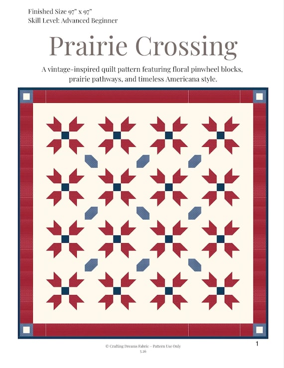 Prairie Crossing Quilt Pattern – Vintage Americana Star PDF (PDF Download)
