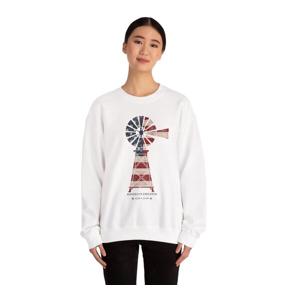 American Flag Farmhouse Crewneck Sweatshirts | Vintage Americana Collection