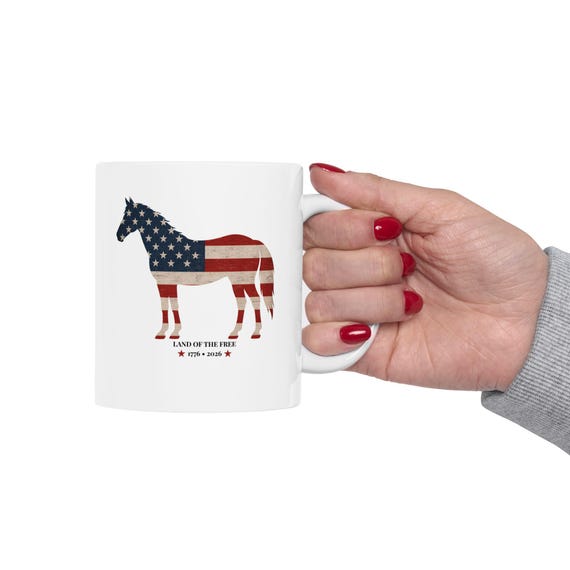 American Flag Farmhouse Ceramic Coffee Mugs | Vintage Americana Collection
