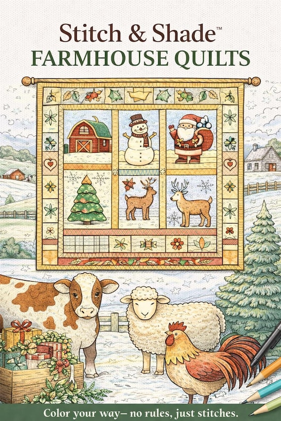 Cozy Farmhouse Quilts Coloring Book
