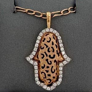 Solid 14k rose gold ladies necklace with diamond pendant