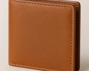 Handmade Tan Leather Bifold Wallet | Slim Brown Wallet