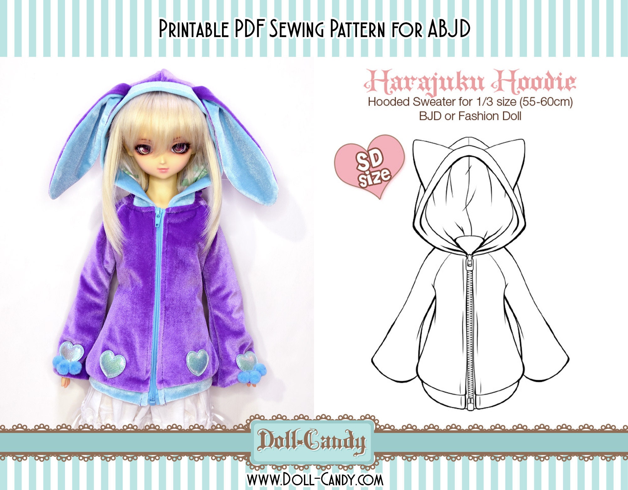 DCP33 - SD/DD Size Harajuku Hoodie Pattern Digital Download