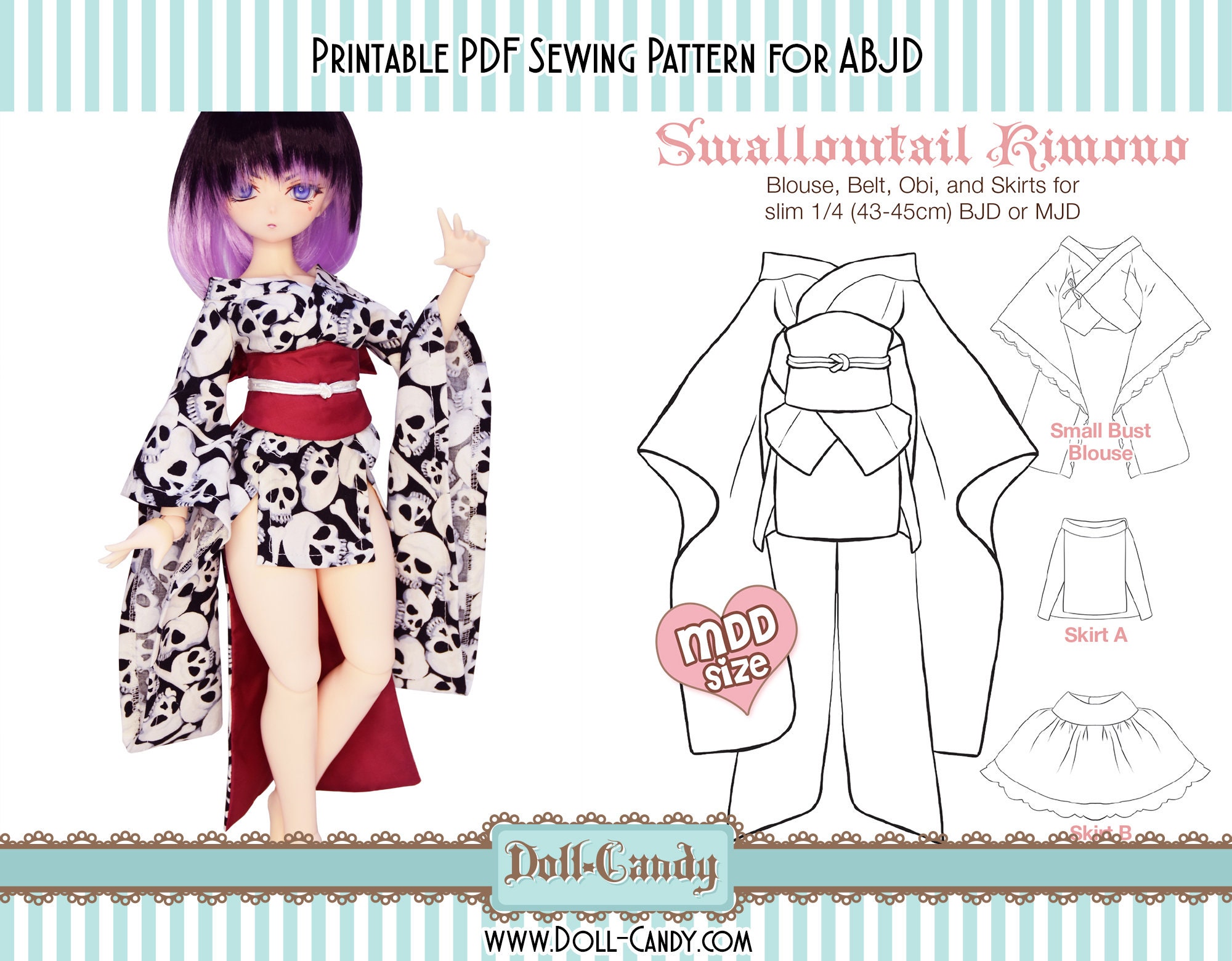 DCP34 - MSD/MDD Size Swallowtail Kimono Pattern Digital Download
