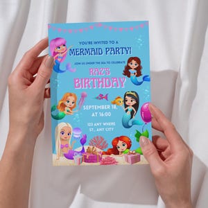 Mermaid Party Invitation | Editable Birthday Template | Under the Sea Invite | Instant Download