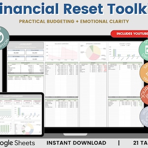 All-in-One Financial Reset Template Google Sheets Budget, Debt Payoff & Savings Tracker, Money Mindset Growth, Affirmations