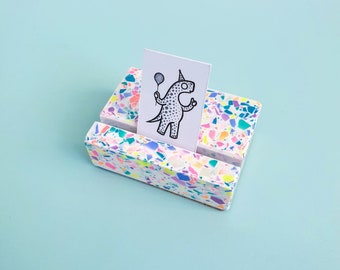 Mini Rainbow Terrazzo Photo Ledge – Handmade Eco Resin Picture Holder