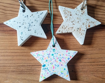 Stars & Snowflakes Decorations - handmade from eco-resin, silver / gold / rainbow