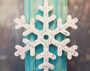 Large Snowflake Christmas Decoration - handmade from eco-resin, silver / gold