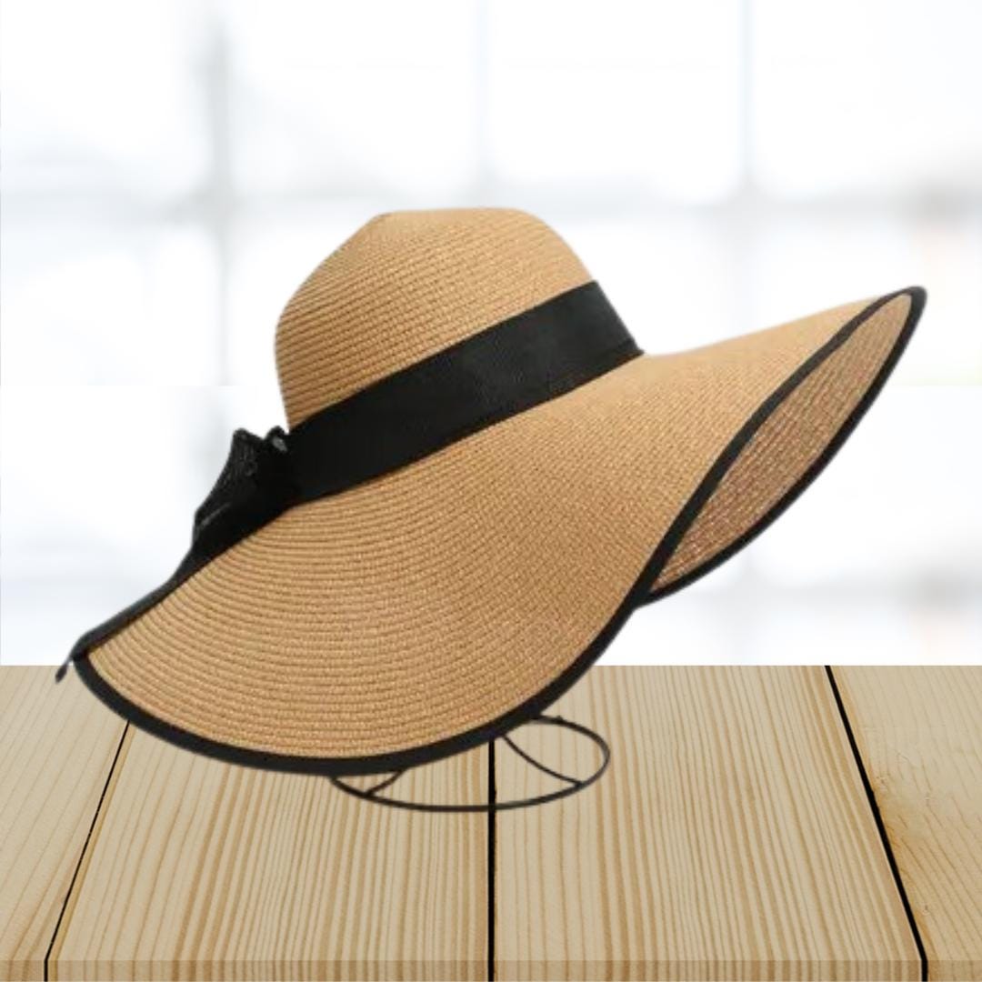 Fashion Lace Bow Wide Brim Nature Straw Sunhat Hat main image 1