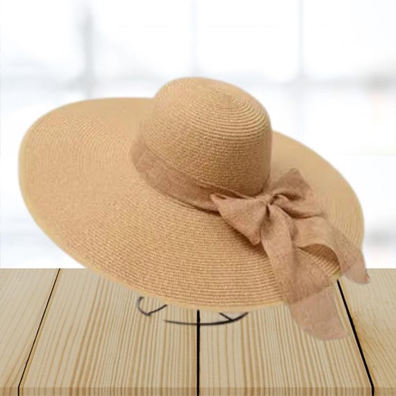 Cappello Di Paglia A Tesa Larga Per Bambine Con Fiocco - Protezione Solare Estate (5-9 Anni / 9-17 Anni)