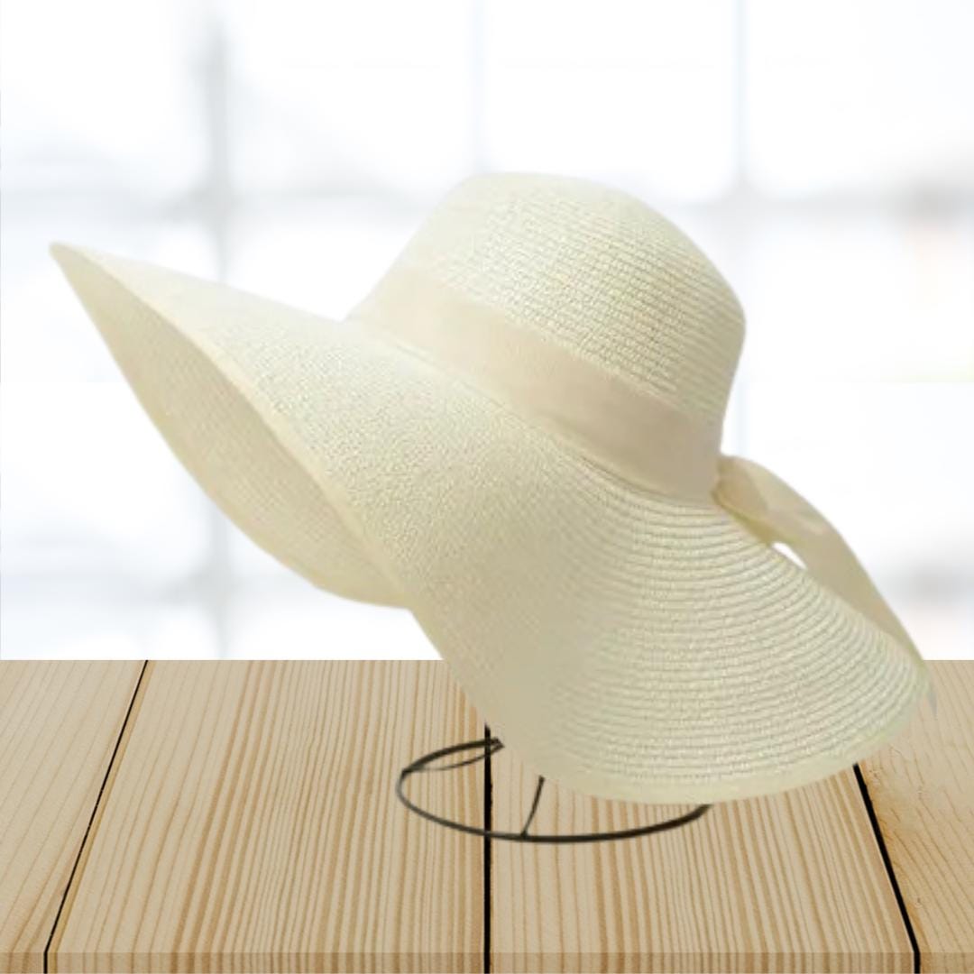 Cappello Da Sole In Paglia Per Ragazze, Tesa Larga 8,5 Cm, Con Fiocco E Sottogola Rimovibile, Taglia 5-9 Anni (54 Cm) E 9-17 Anni (56 Cm), Pieghevole