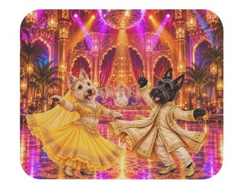 Maharaja Disco Scottish Terrier Mini-Tischset | Bollywood-Tanzkunst | Farbenfrohes Tischset | Einzigartiges Geschenk für Hundeliebhaber