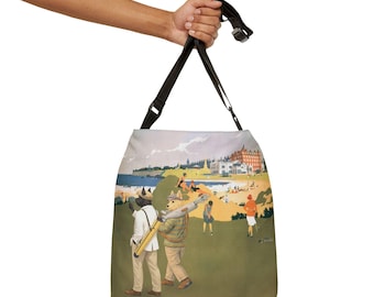 Torba typu tote St Andrews Scotland z regulowanym paskiem | Szkocka torba podróżna | Brytyjska torba na ramię typu crossbody Coastal