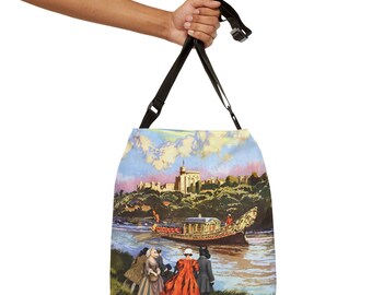 Torba podróżna Windsor Castle Crossbody Tote, British Railway Travel Bag, Vintage England, prezent dla psa Scottie